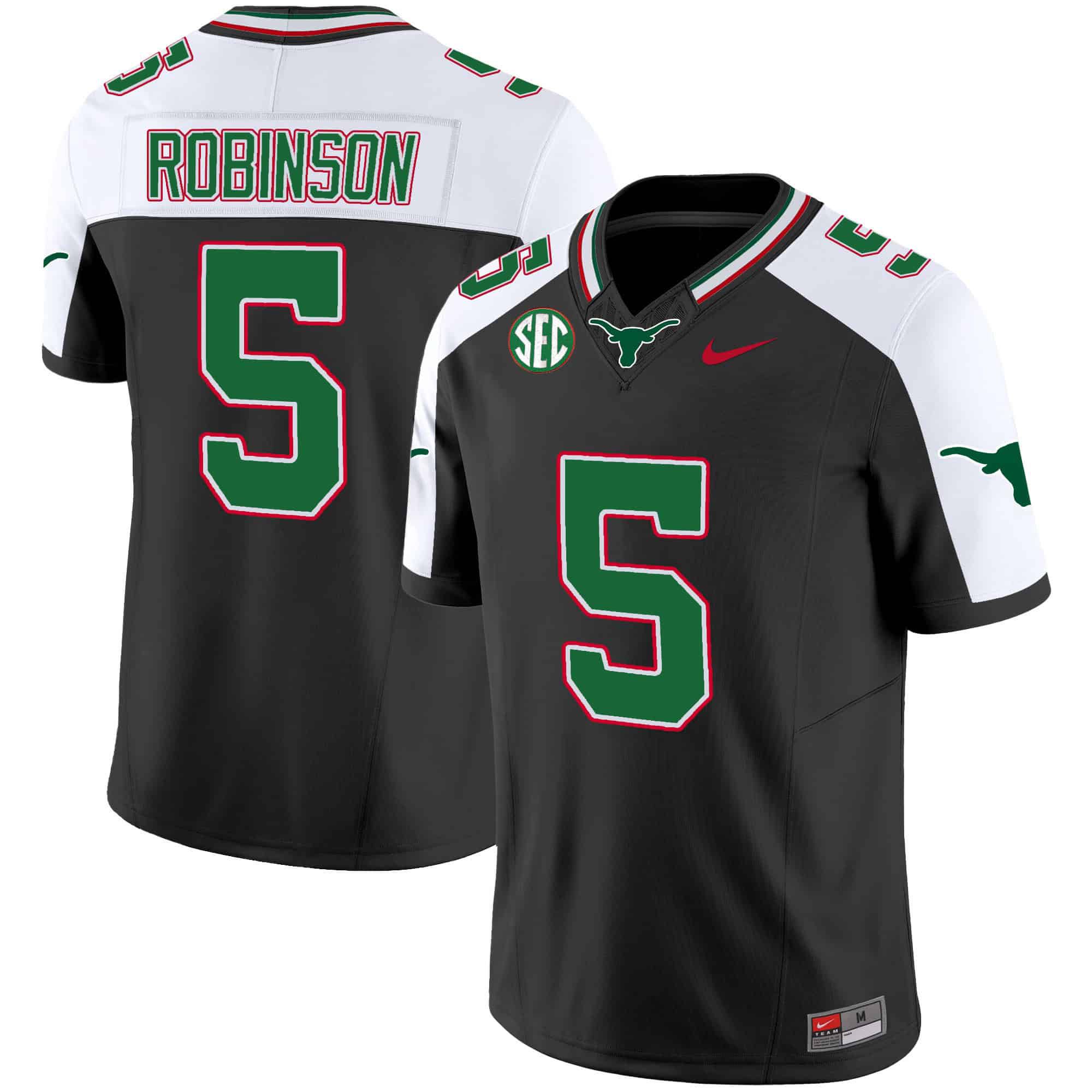 Men Texas Longhorns #5 Robinson Black 2024 Nike Mexico SEC Patch Vapor NCAA Jersey style 1->indianapolis colts->NFL Jersey